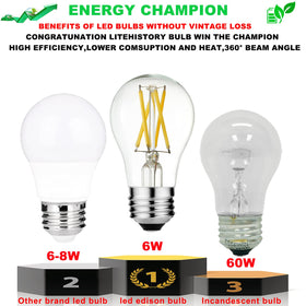 LiteHistory A15 LED bulb 360-degree beam angle for even illumination