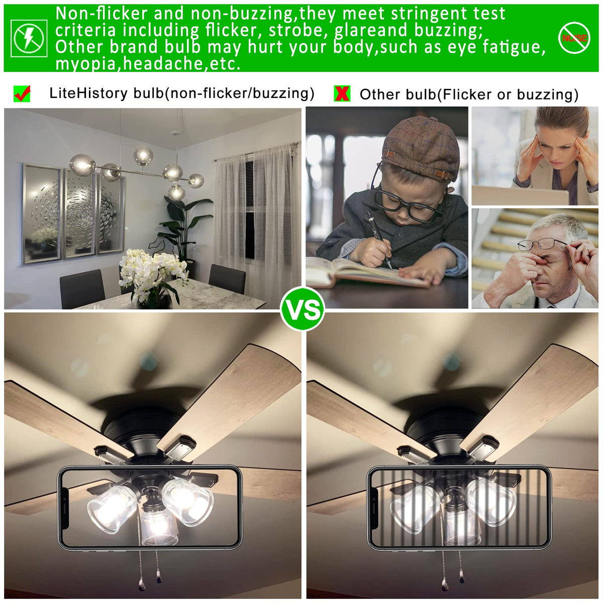 LiteHistory A15 LED bulb ideal for ceiling fans and overhead fixtures