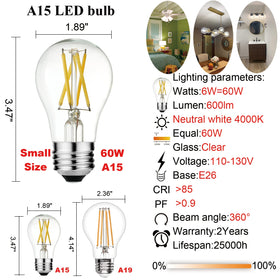 LiteHistory A15 LED bulb non-dimmable for steady ambient lighting