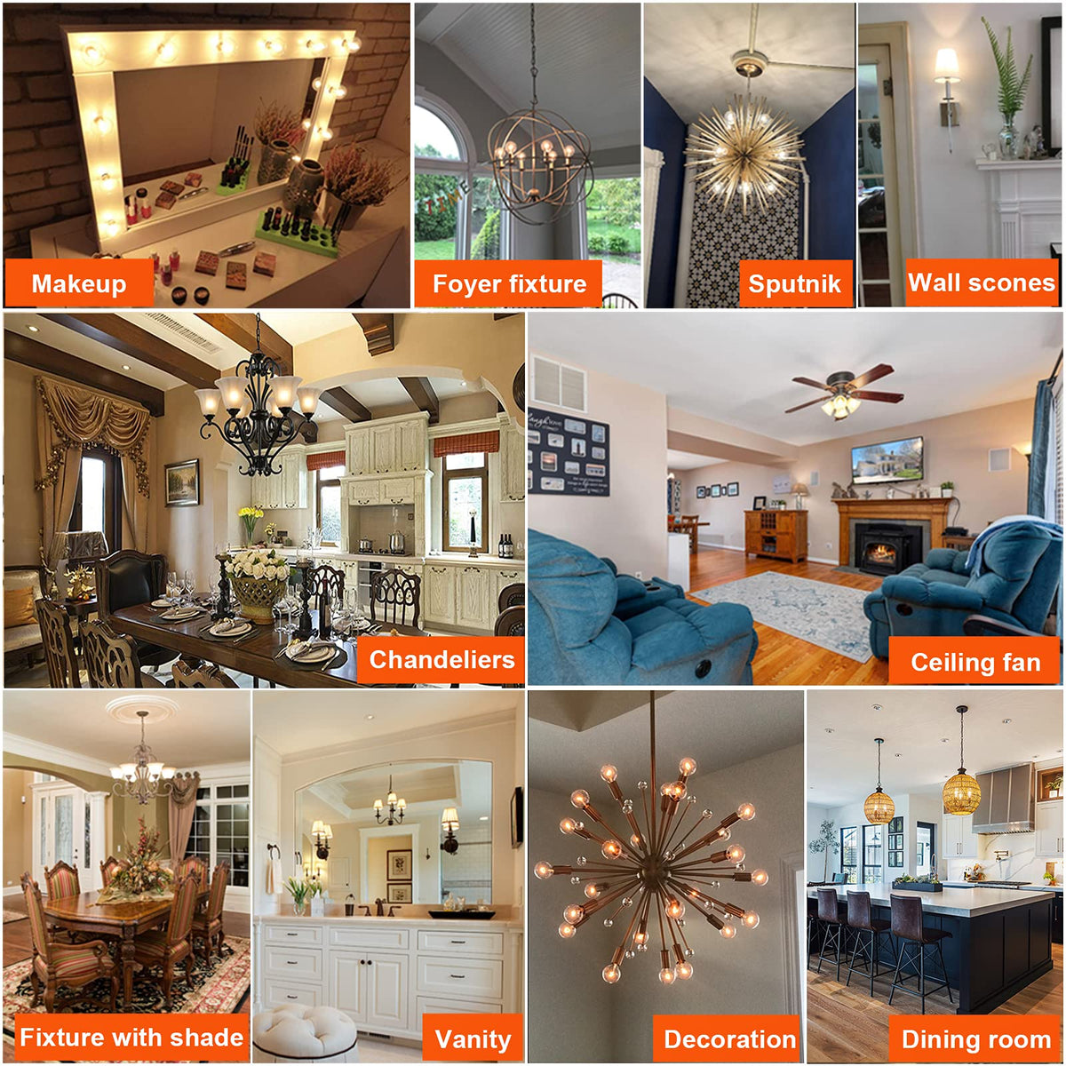 LiteHistory E12 bulb ideal for ceiling fans and sconces.