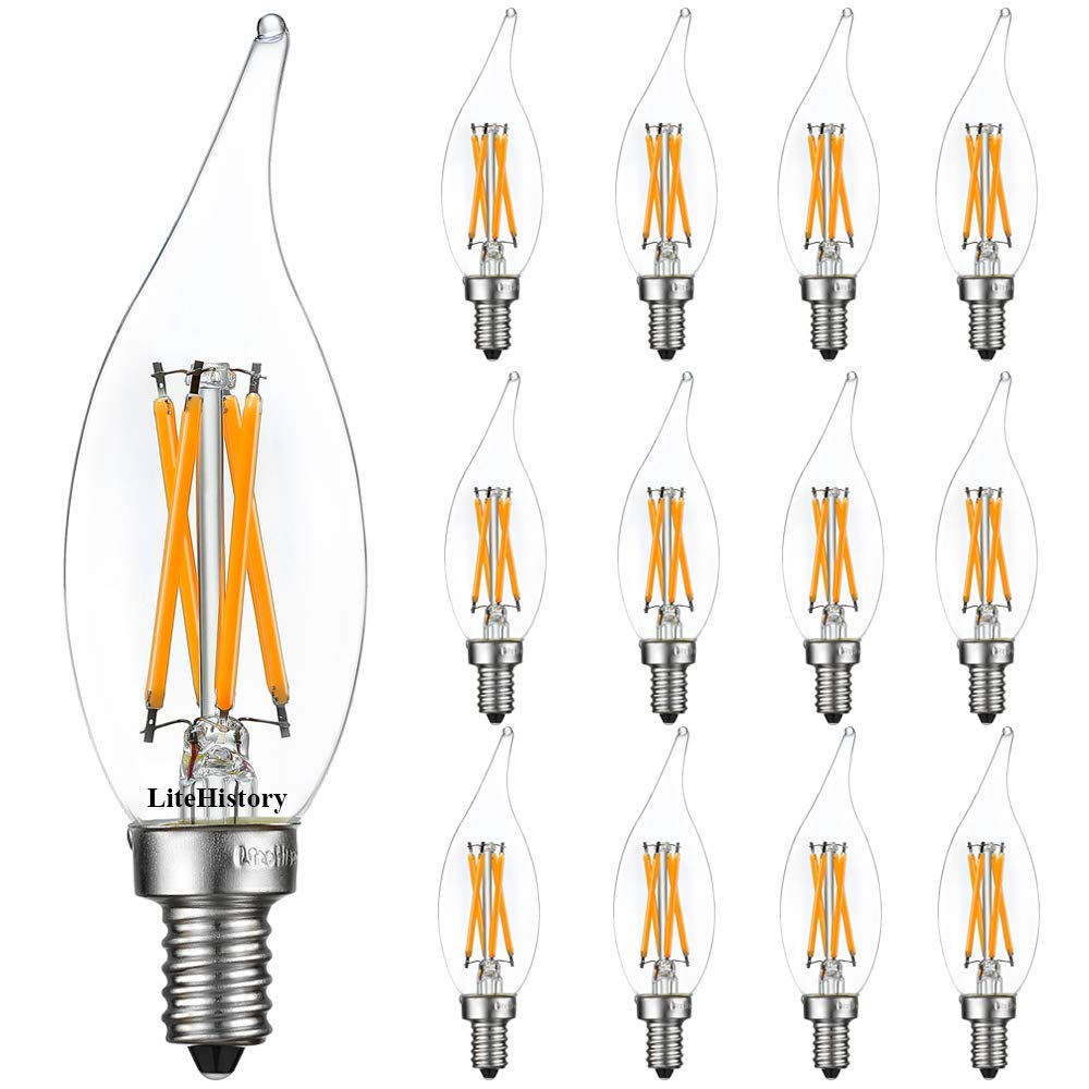 LiteHistory E12 dimmable LED bulb for bright chandelier lighting and energy savings.