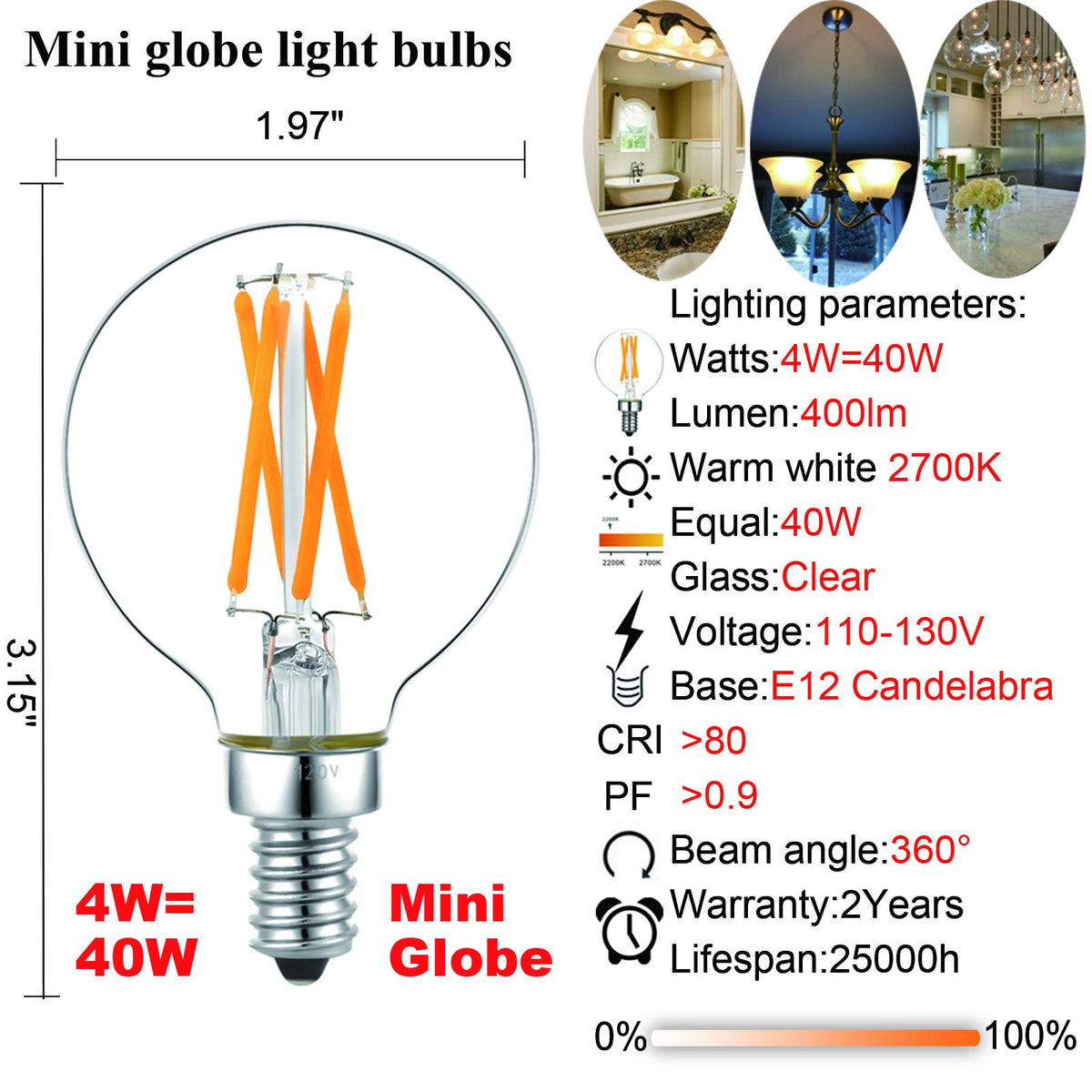 LiteHistory e12 2700K warm white bulb offers easy replacement and soft glow.