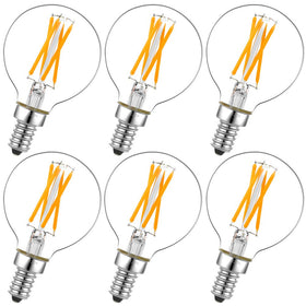 LiteHistory e12 LED globe bulb for chandelier lighting with warm, dimmable glow.