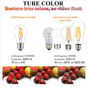 LiteHistory E26 bulb long life up to 25,000 hours.