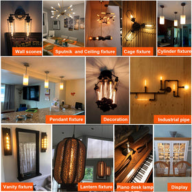 LiteHistory vintage-style bulb with flicker-free operation in ceiling fixture.