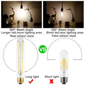 LiteHistory T10 LED bulb tubular design, 6W, E26, ideal for rustic pendant lighting
