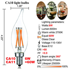 LiteHistory vintage-look candelabra bulb enhances chandelier aesthetics.