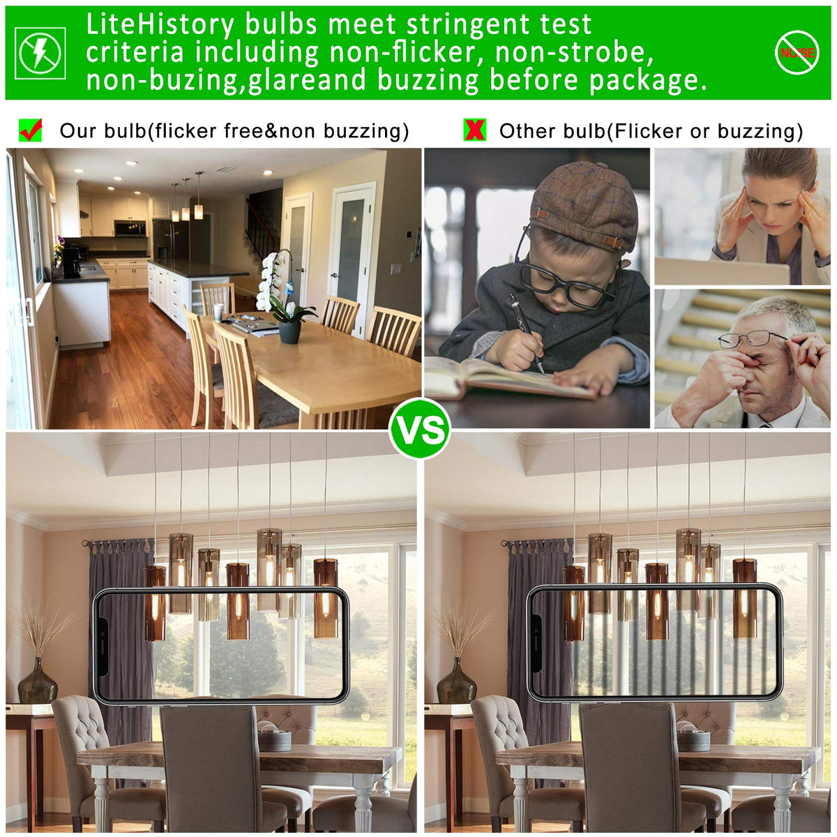 LiteHistory energy-saving Edison-look LED bulb in classic pendant.