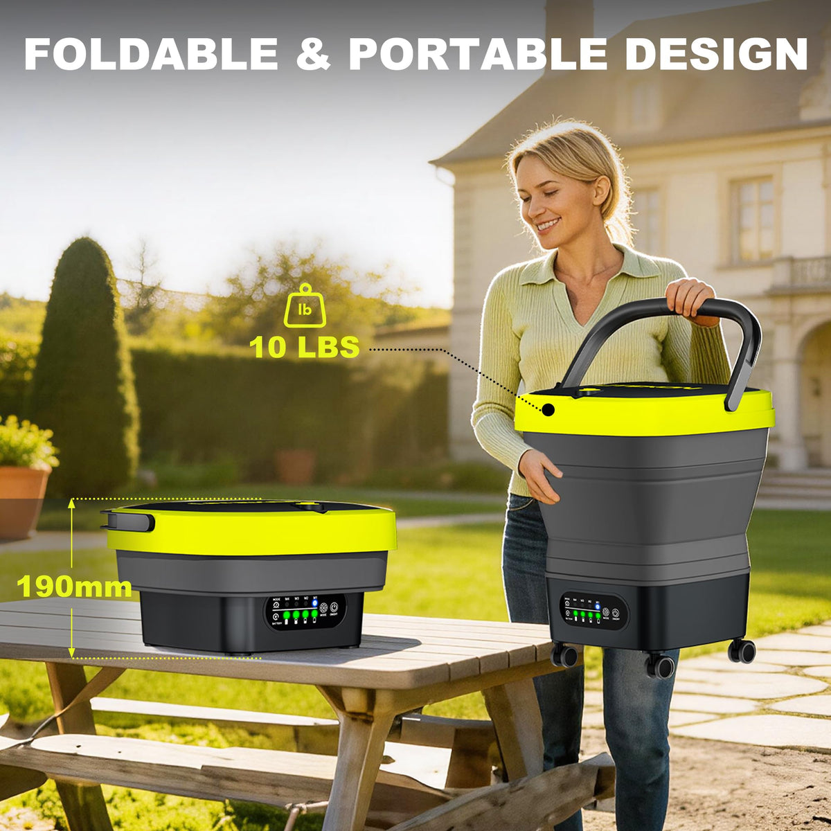 Litekon cordless washer 4.5 gallon tank highlights compact capacity for short cleans.