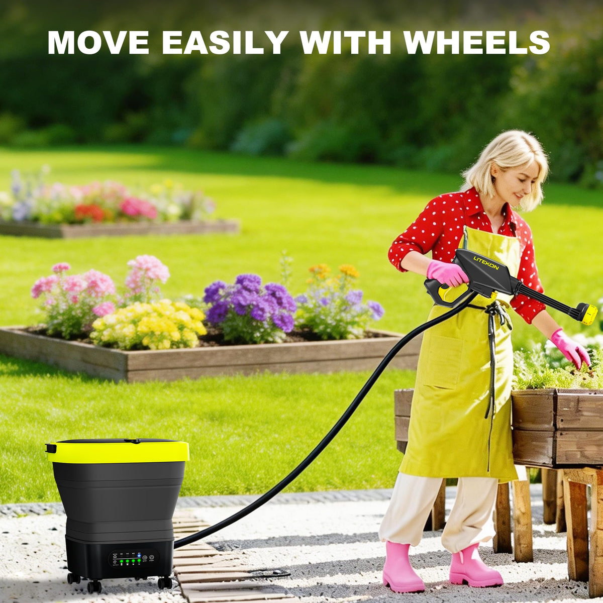 Litekon cordless washer six nozzles offer precise spray directions for targeted cleaning.