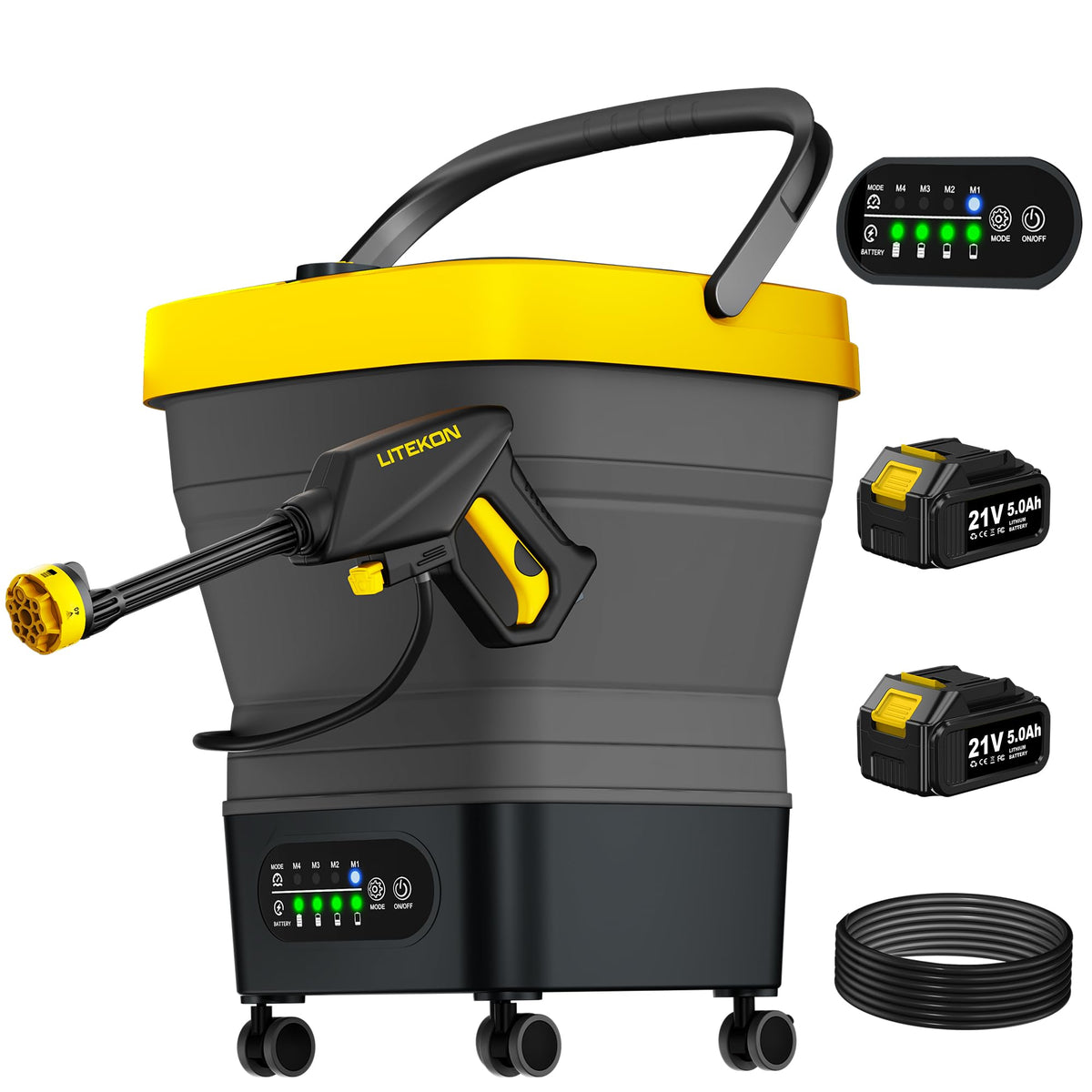Litekon portable cordless washer with battery ready for on-the-go car cleaning
