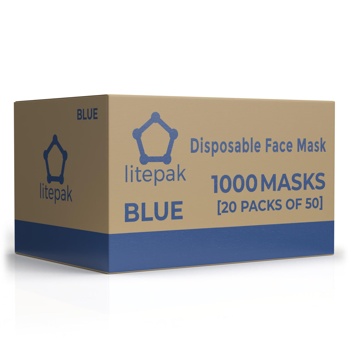 Litepak blue box packaging confirms 1,000 masks included.