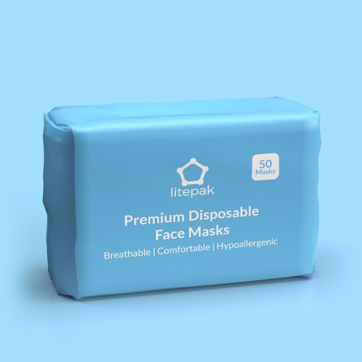 Litepak blue masks stacked neatly for easy restocking.