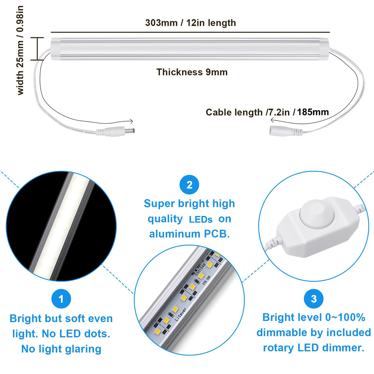 Litever kitchen LED bars 12-inch provide bright 2000 lumens