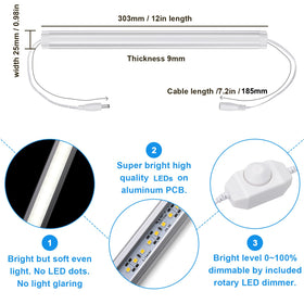 Litever kitchen LED bars 12-inch provide bright 2000 lumens