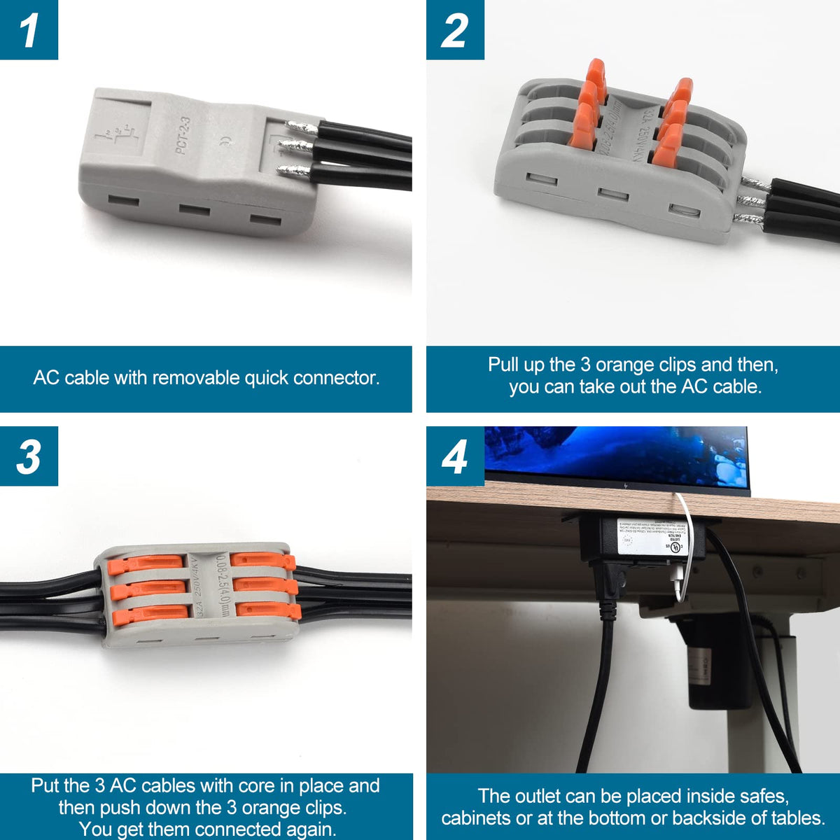 Litever two outlets and USB ports support everyday accessories.