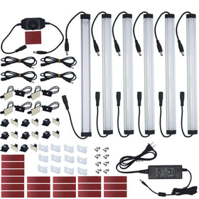 Litever under-cabinet LED kit front view with six even 12-inch bars for uniform countertop lighting.