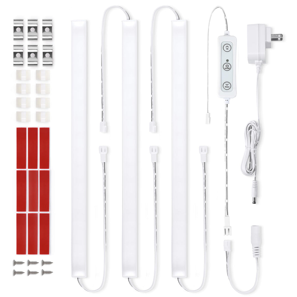 Litever under-cabinet lights 12in strip 3-pack for bright task lighting.