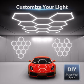 Litezone Hexagon grid ceiling showcase with even light across a workspace.