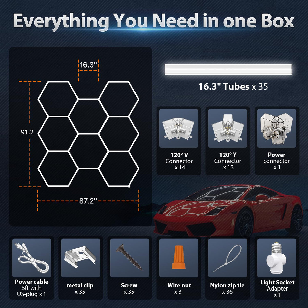 Litezone hexagon light panel rear view with no exposed wires