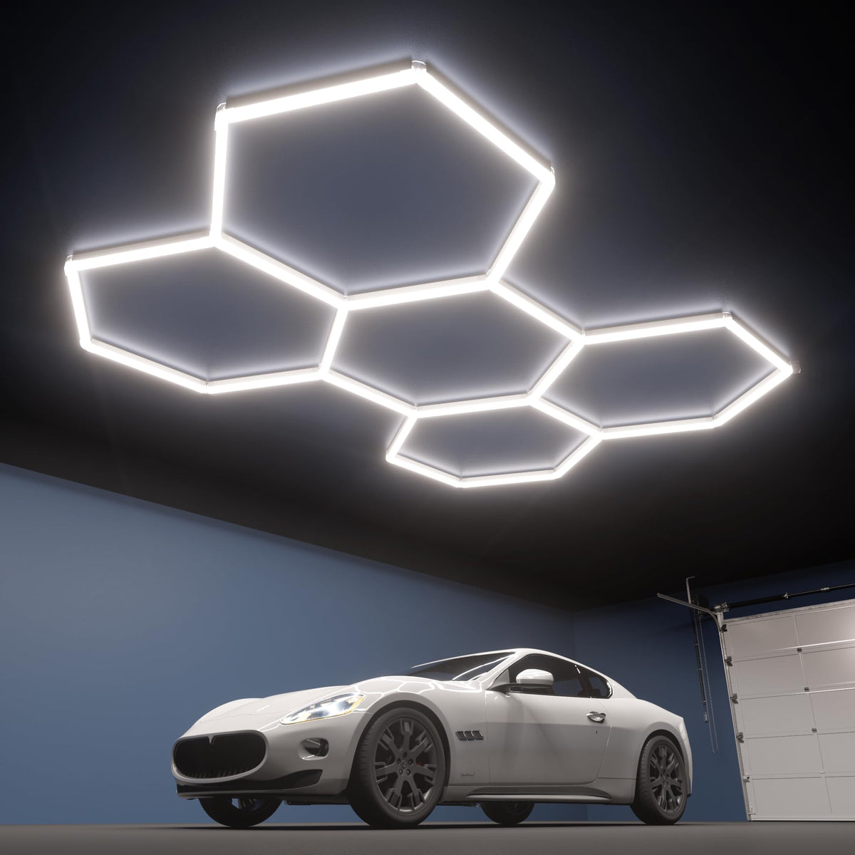 Litezone Hexagon Lights closeup showing the 5-HEX design for bright, even illumination.