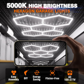 Litezone Hexagon Lights modular panel enables customizable coverage for large workspaces.