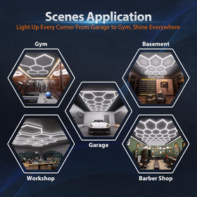 Litezone Hexagon Lights ideal for showrooms gyms and workshops