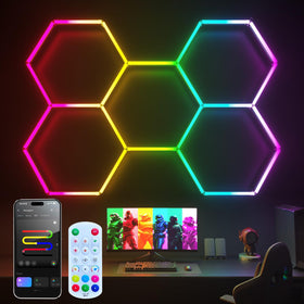 Litezone RGB Hexagon wall light with easy wall-mount for immersive room ambiance.