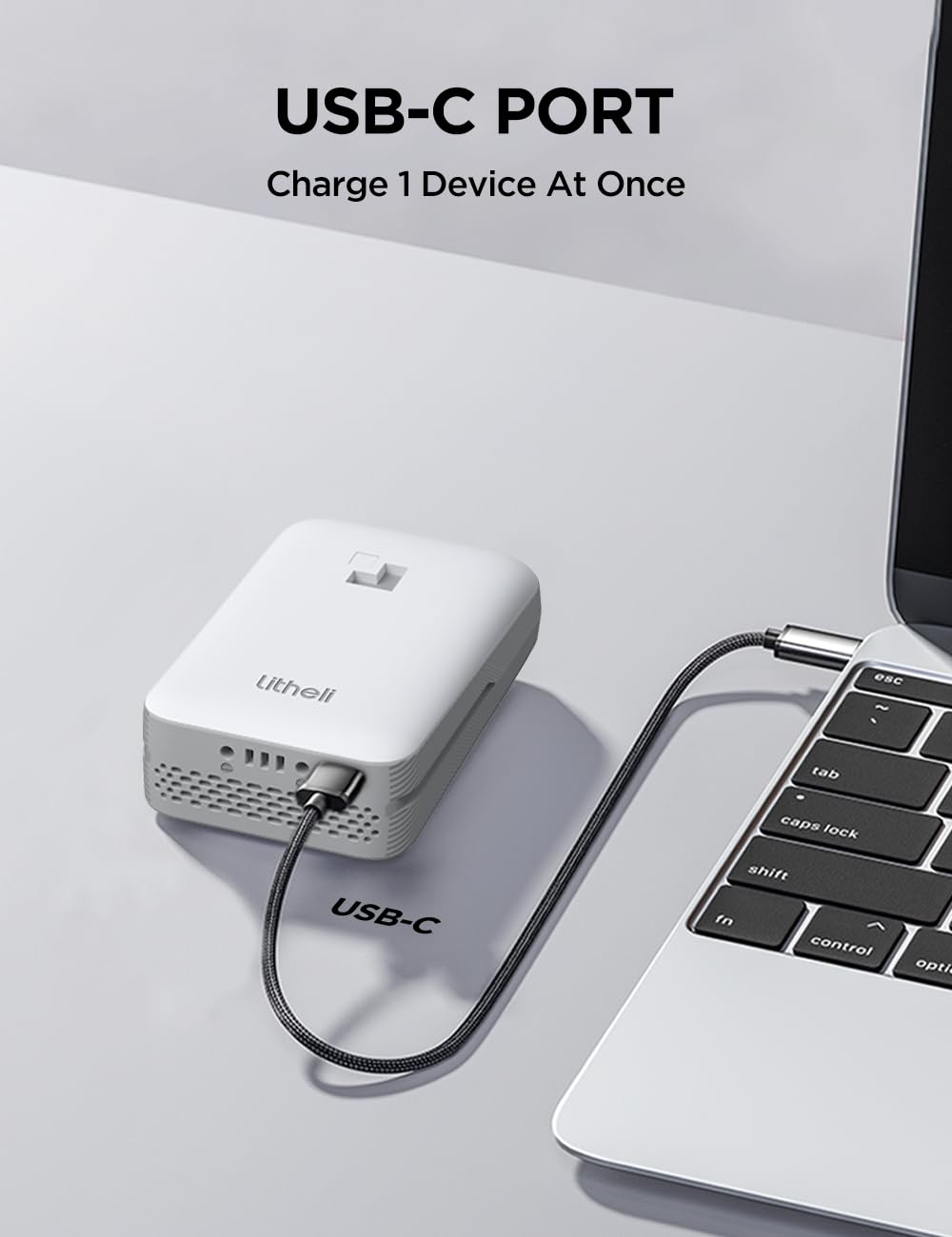 LiTHELi battery pack 20V-2Ah with USB-C ports enables flexible on-the-go charging.