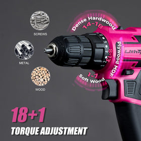 Lithitech 20V pink battery provides long-running power for extended DIY sessions.