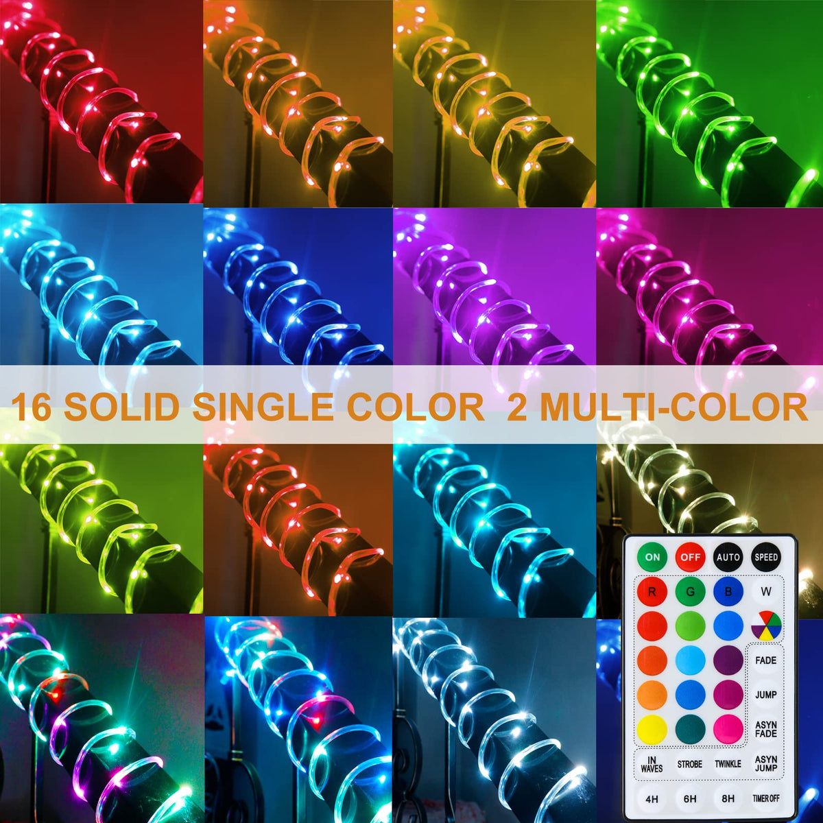 LitHome 18 colors changing rope lights ideal for festive mood.