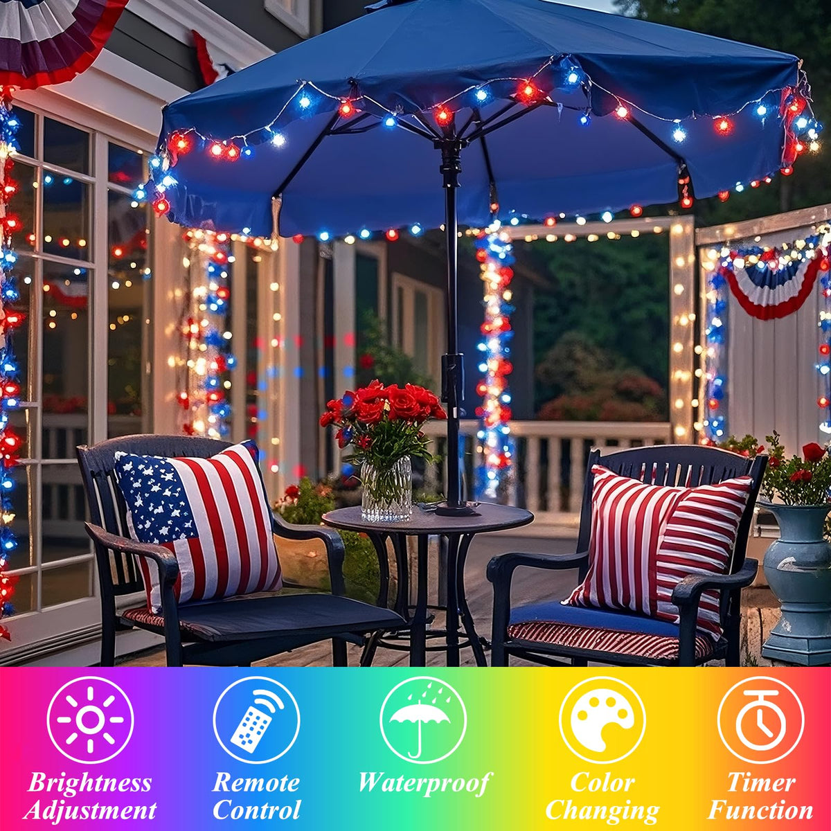 LitHome remote-controlled string lights for easy color changes from anywhere