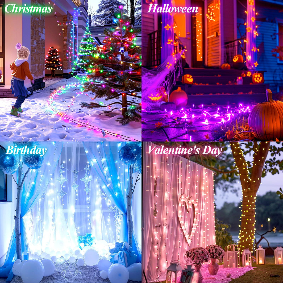 LitHome versatile party decor brightening trees, porches, and windows