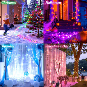 LitHome versatile party decor brightening trees, porches, and windows