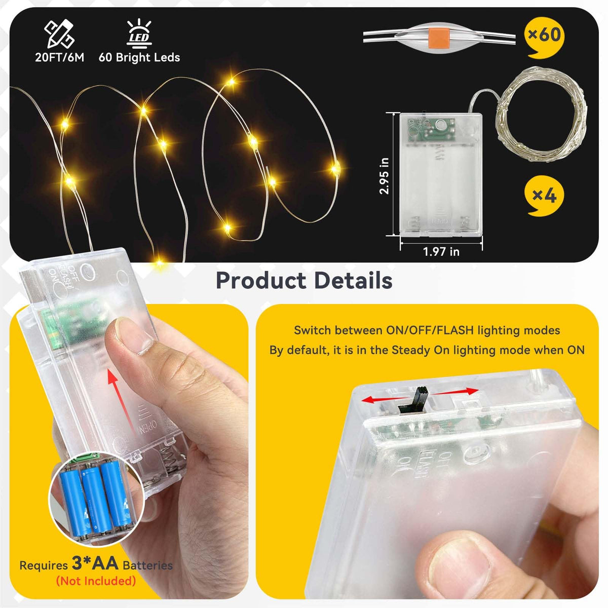 LitHome IP44 waterproof fairy lights for indoor and covered outdoor use.