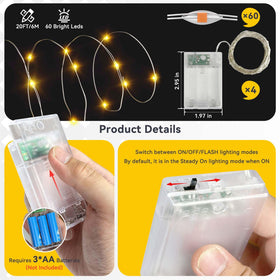 LitHome IP44 waterproof fairy lights for indoor and covered outdoor use.