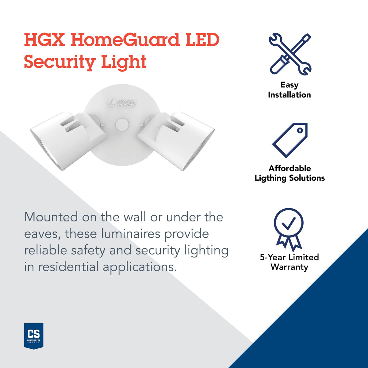 Lithonia Lighting HomeGuard adjustable heads enable tool-free aiming