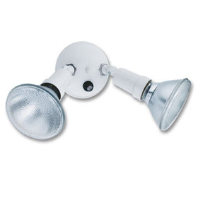 Lithonia Lighting adjustable dusk-dawn security light twin PAR in use, highlighting precise beam control