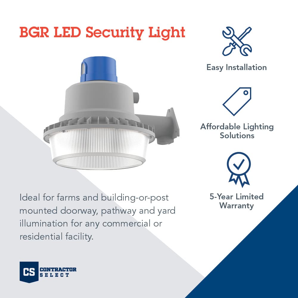 BarnGuard LED mounted over yard illuminating a wide outdoor area.