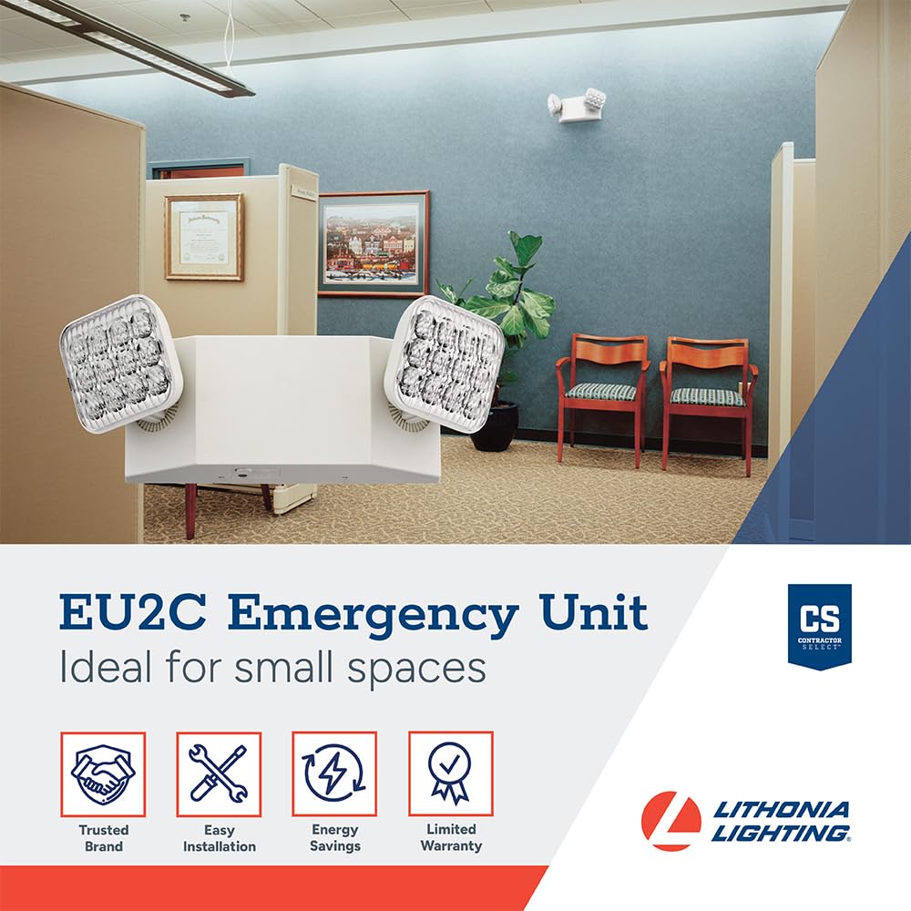 Lithonia Lighting Basics emergency light wall-mount installs quickly in hallways.