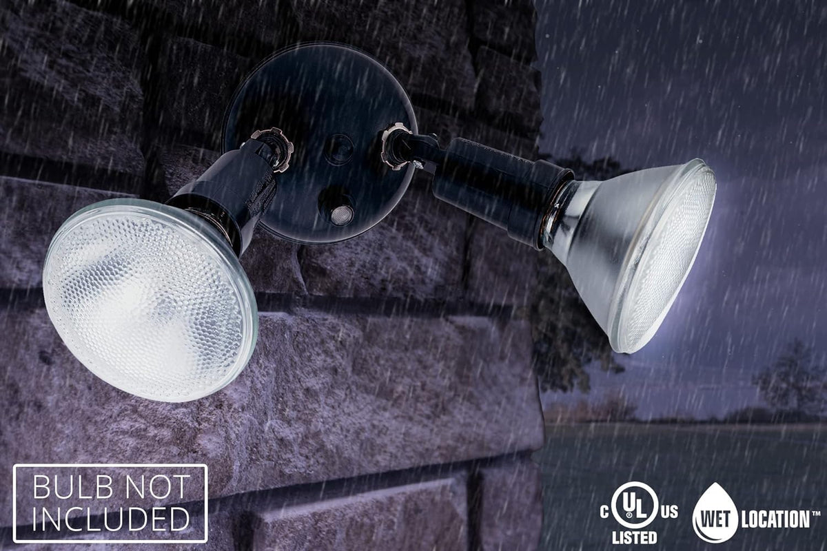 Driveway and patio illumination by lithonia Twin PAR holder for safer outdoor spaces