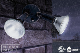 Driveway and patio illumination by lithonia Twin PAR holder for safer outdoor spaces