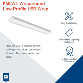 Durable metal housing of Lithonia FMLWL 48in wraparound for long-lasting ceiling light