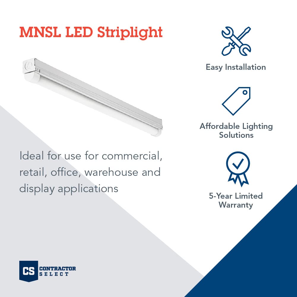 MNSL strip light with diffuse lens reducing glare for comfort.