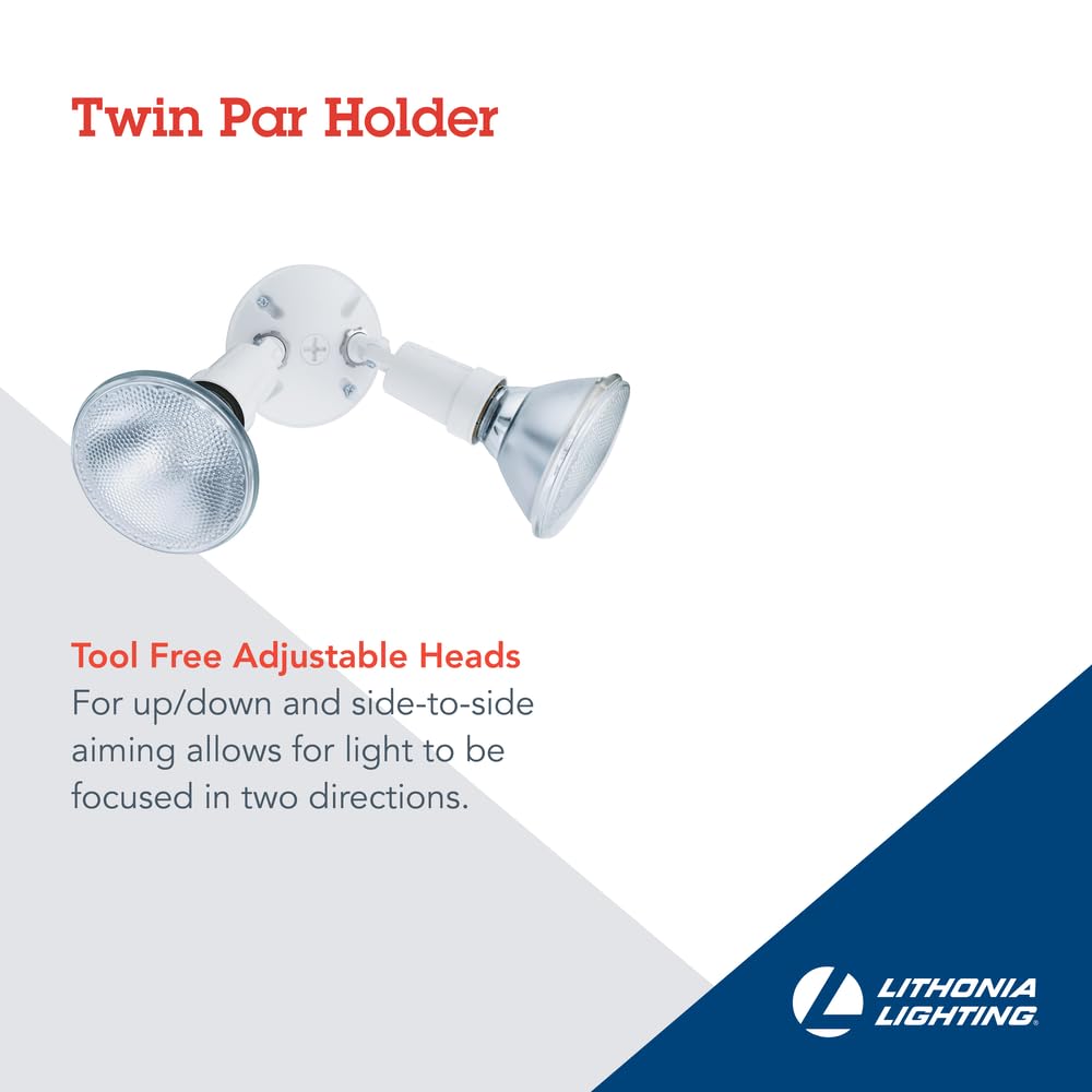 Adjustable heads on Lithonia OFTH Twin PAR Holder for precise outdoor lighting