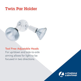 Adjustable heads on Lithonia OFTH Twin PAR Holder for precise outdoor lighting