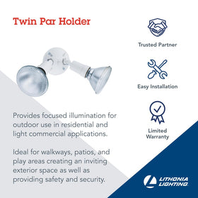 Wall or eave mounting of Lithonia OFTH Twin PAR Holder for easy installation