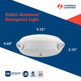Durable flame-rated thermoplastic housing of Lithonia Quantum Emergency Light.