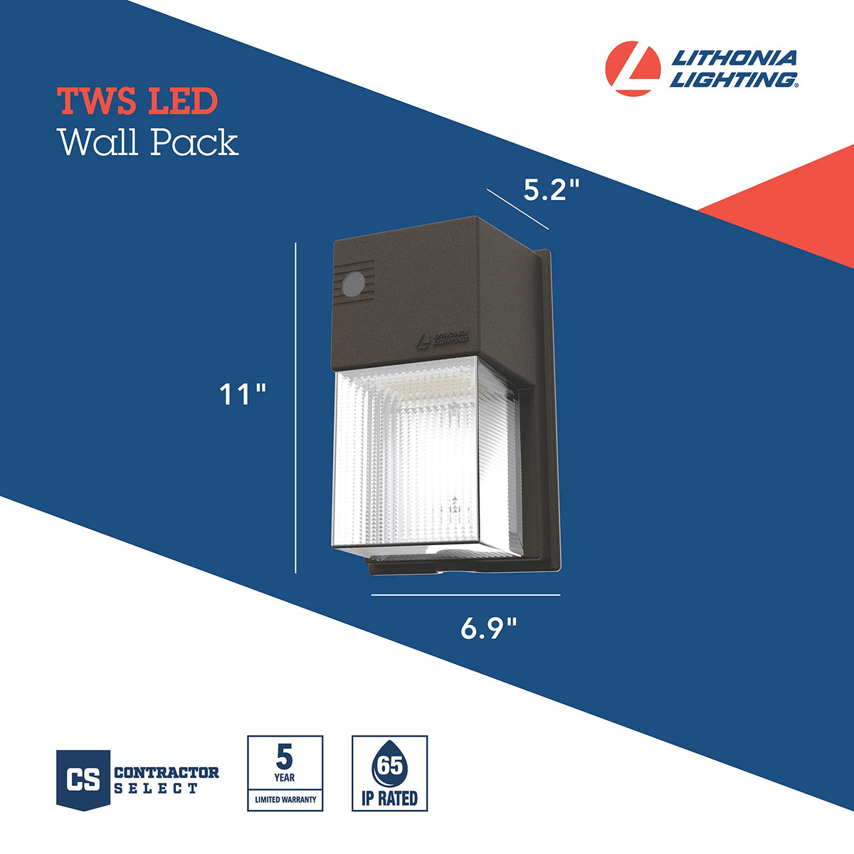 Lithonia Lighting TWS Mini Wall Pack bronze—close-up of 3000K mode for warm ambiance.