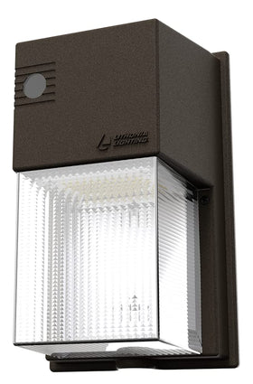 Lithonia Lighting TWS Mini Wall Pack bronze—wall mounting with conduit access for quick installation.